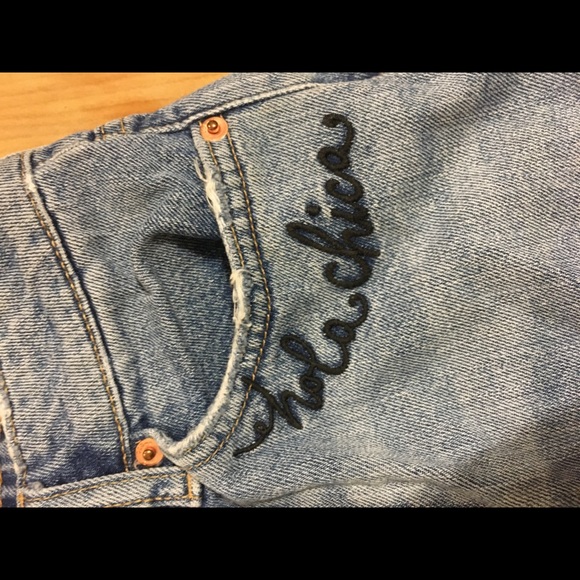 divided size 2 high rise mom Jean shorts blue - Picture 2 of 4